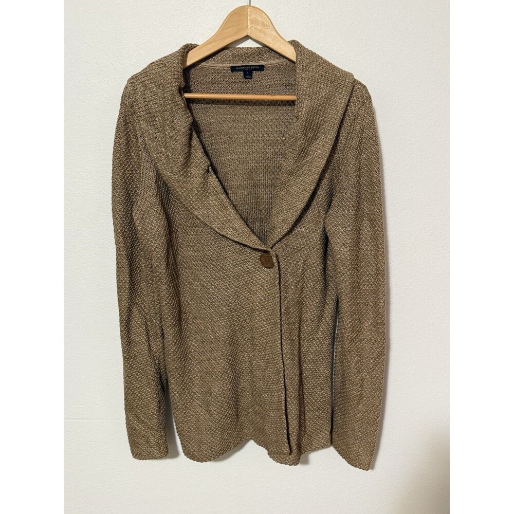 CLASSIQUES ENTIER Brown Knit Shawl Collar Cardigan Sweater Single Button Size L